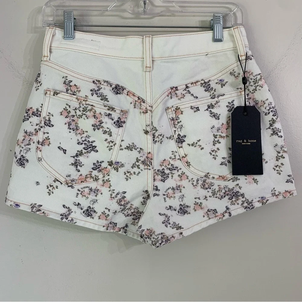New! Rag & Bone Shorts JEAN Ellie Floral Print Denim Shorts in Micro Floral 26